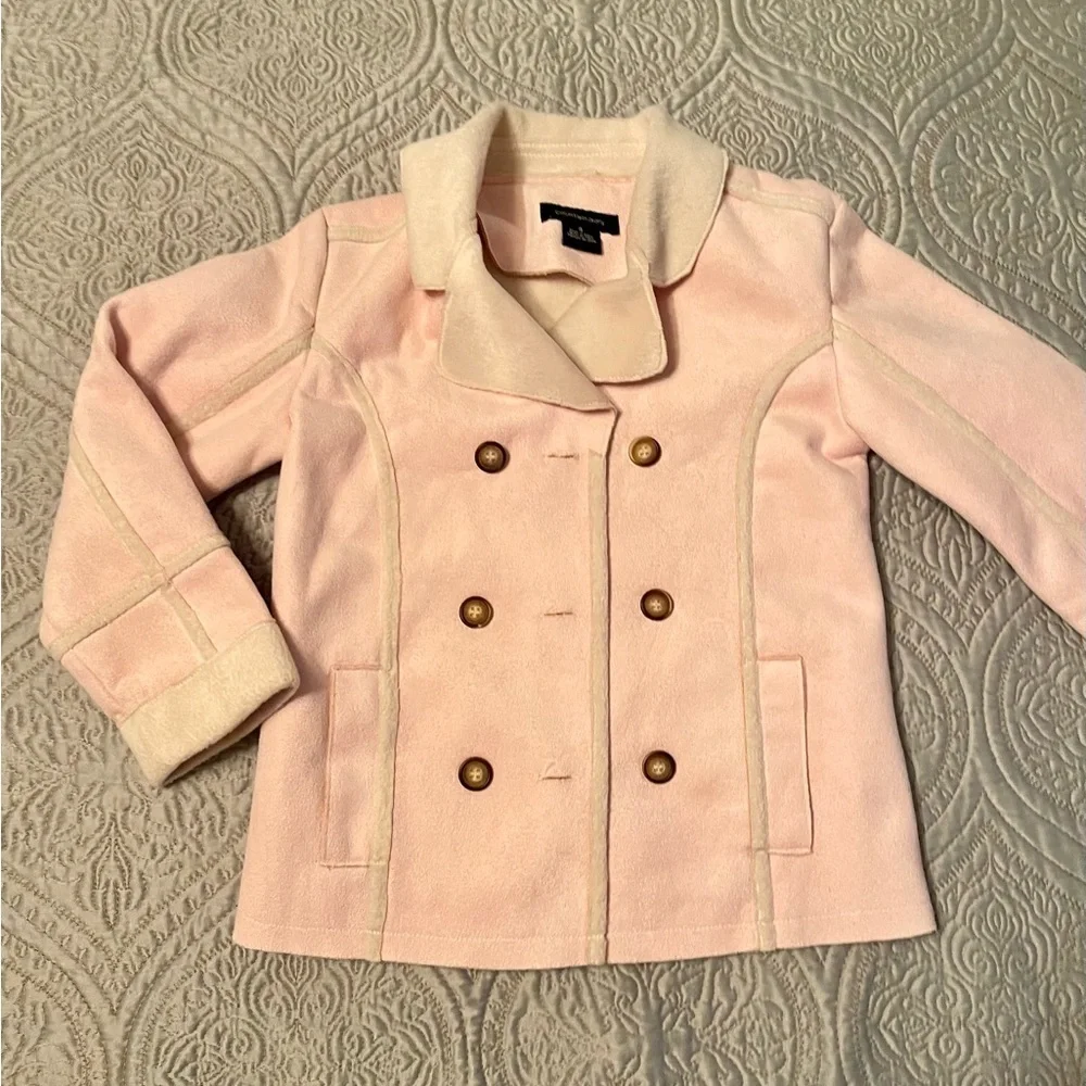 Calvin Klein Jeans faux suede Pink and Cream girls double breasted jacket size 4